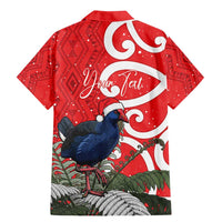 Personalized New Zealand Pukeko Christmas Family Matching Mermaid Dress and Hawaiian Shirt Meri Kirihimete Taniko Ponga Koru Red - Polynesian Pride