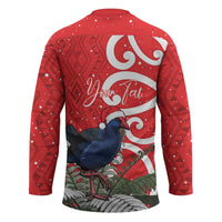 Personalized New Zealand Pukeko Christmas Hockey Jersey Meri Kirihimete Taniko Ponga Koru Red - Polynesian Pride