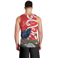 Personalized New Zealand Pukeko Christmas Men Tank Top Meri Kirihimete Taniko Ponga Koru Red - Polynesian Pride