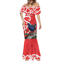 Personalized New Zealand Pukeko Christmas Mermaid Dress Meri Kirihimete Taniko Ponga Koru Red - Polynesian Pride
