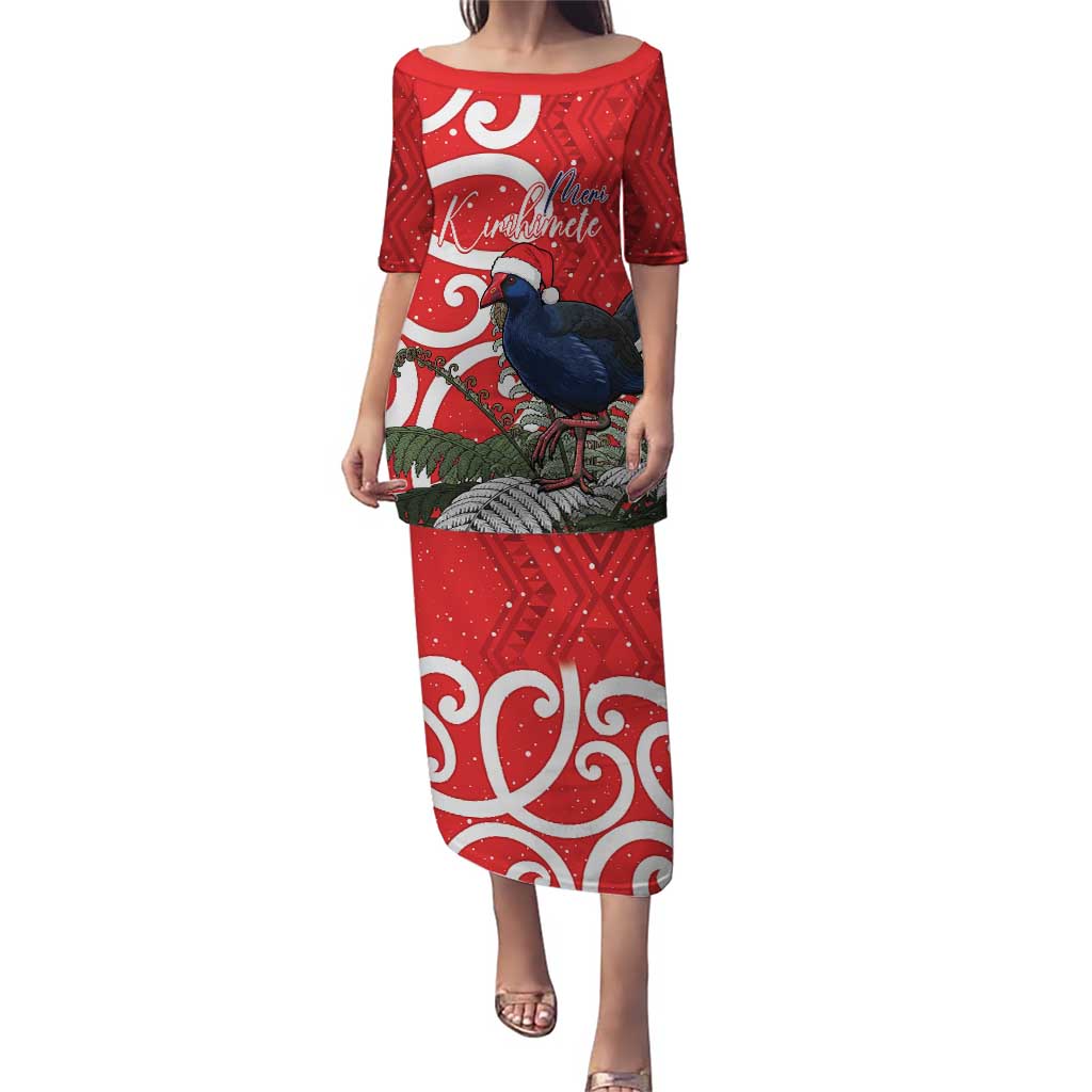 Personalized New Zealand Pukeko Christmas Puletasi Meri Kirihimete Taniko Ponga Koru Red - Polynesian Pride
