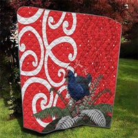 Personalized New Zealand Pukeko Christmas Quilt Meri Kirihimete Taniko Ponga Koru Red - Polynesian Pride