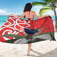 Personalized New Zealand Pukeko Christmas Sarong Meri Kirihimete Taniko Ponga Koru Red - Polynesian Pride