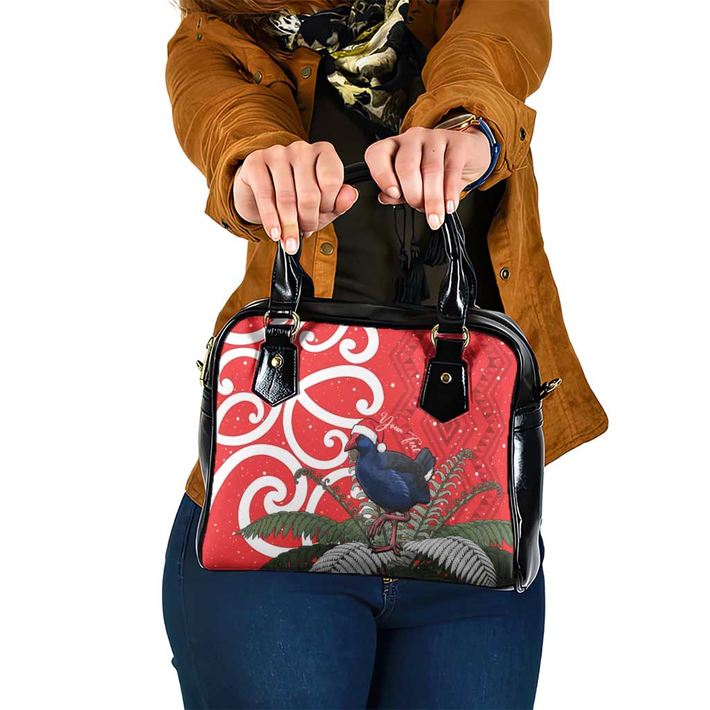 Personalized New Zealand Pukeko Christmas Shoulder Handbag Meri Kirihimete Taniko Ponga Koru Red - Polynesian Pride