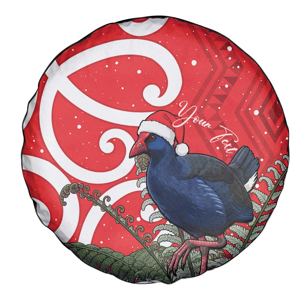 Personalized New Zealand Pukeko Christmas Spare Tire Cover Meri Kirihimete Taniko Ponga Koru Red - Polynesian Pride