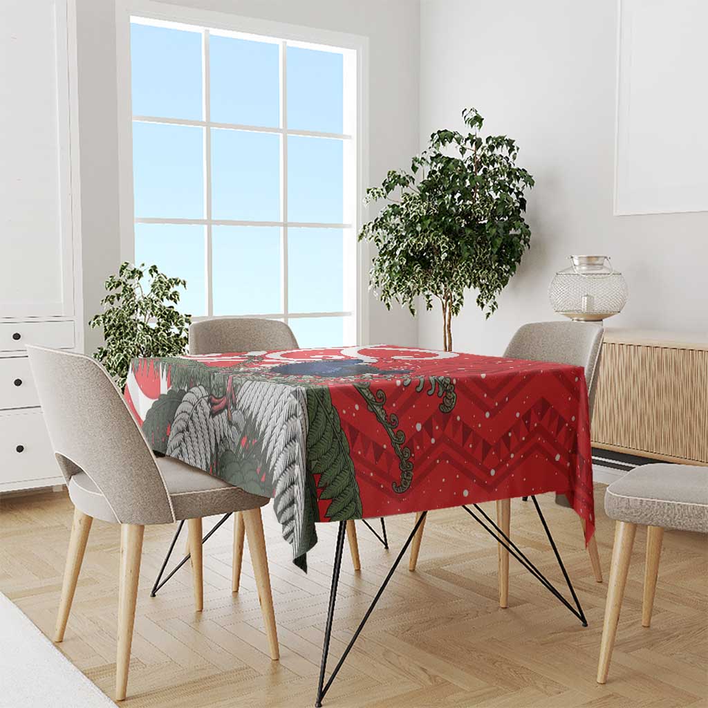 Personalized New Zealand Pukeko Christmas Tablecloth Meri Kirihimete Taniko Ponga Koru Red - Polynesian Pride