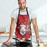 Personalized New Zealand Sheep Christmas Apron Hipi Meri Kirihimete Silver Fern Xmas Tree - Polynesian Pride