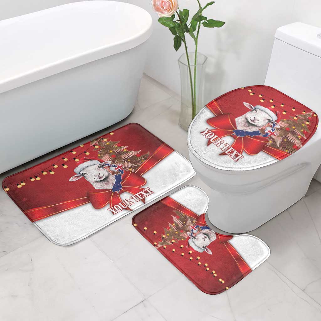 Personalized New Zealand Sheep Christmas Bathroom Set Hipi Meri Kirihimete Silver Fern Xmas Tree - Polynesian Pride