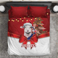 Personalized New Zealand Sheep Christmas Bedding Set Hipi Meri Kirihimete Silver Fern Xmas Tree - Polynesian Pride
