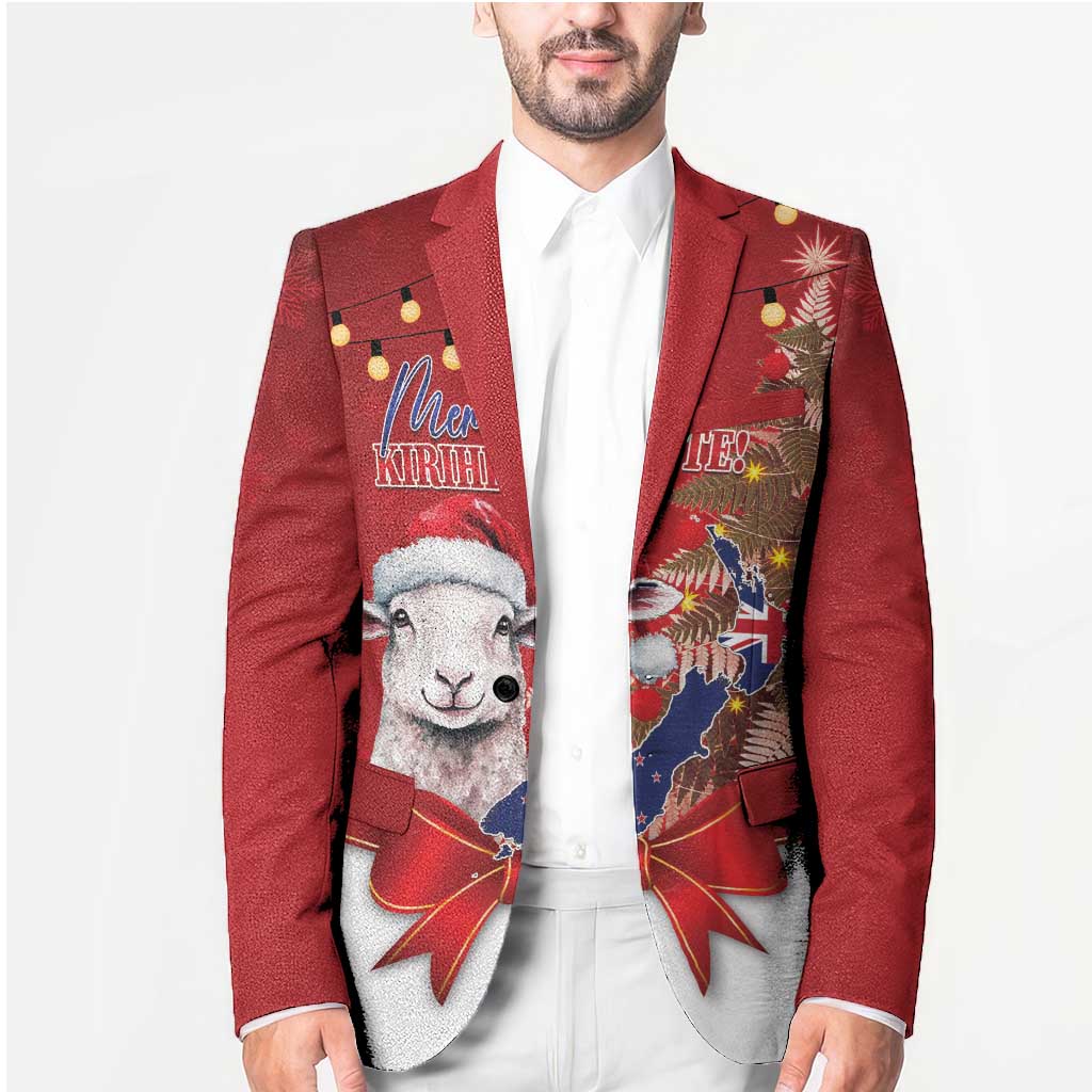 Personalized New Zealand Sheep Christmas Blazer Hipi Meri Kirihimete Silver Fern Xmas Tree - Polynesian Pride