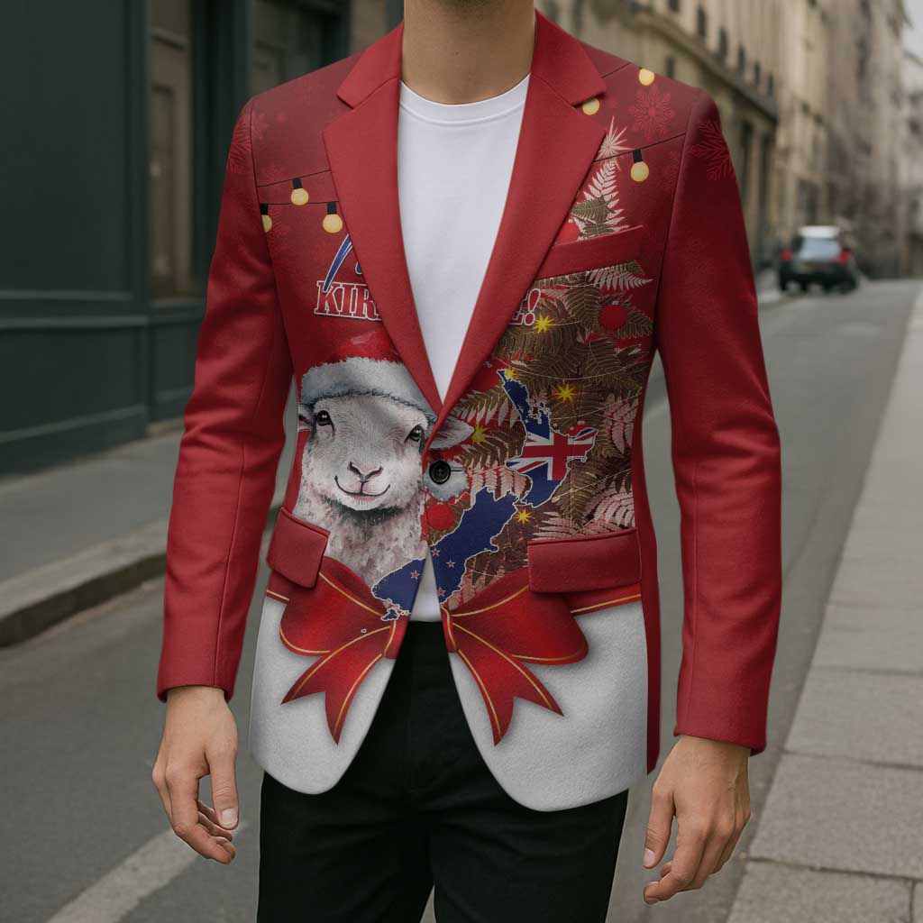 Personalized New Zealand Sheep Christmas Blazer Hipi Meri Kirihimete Silver Fern Xmas Tree - Polynesian Pride