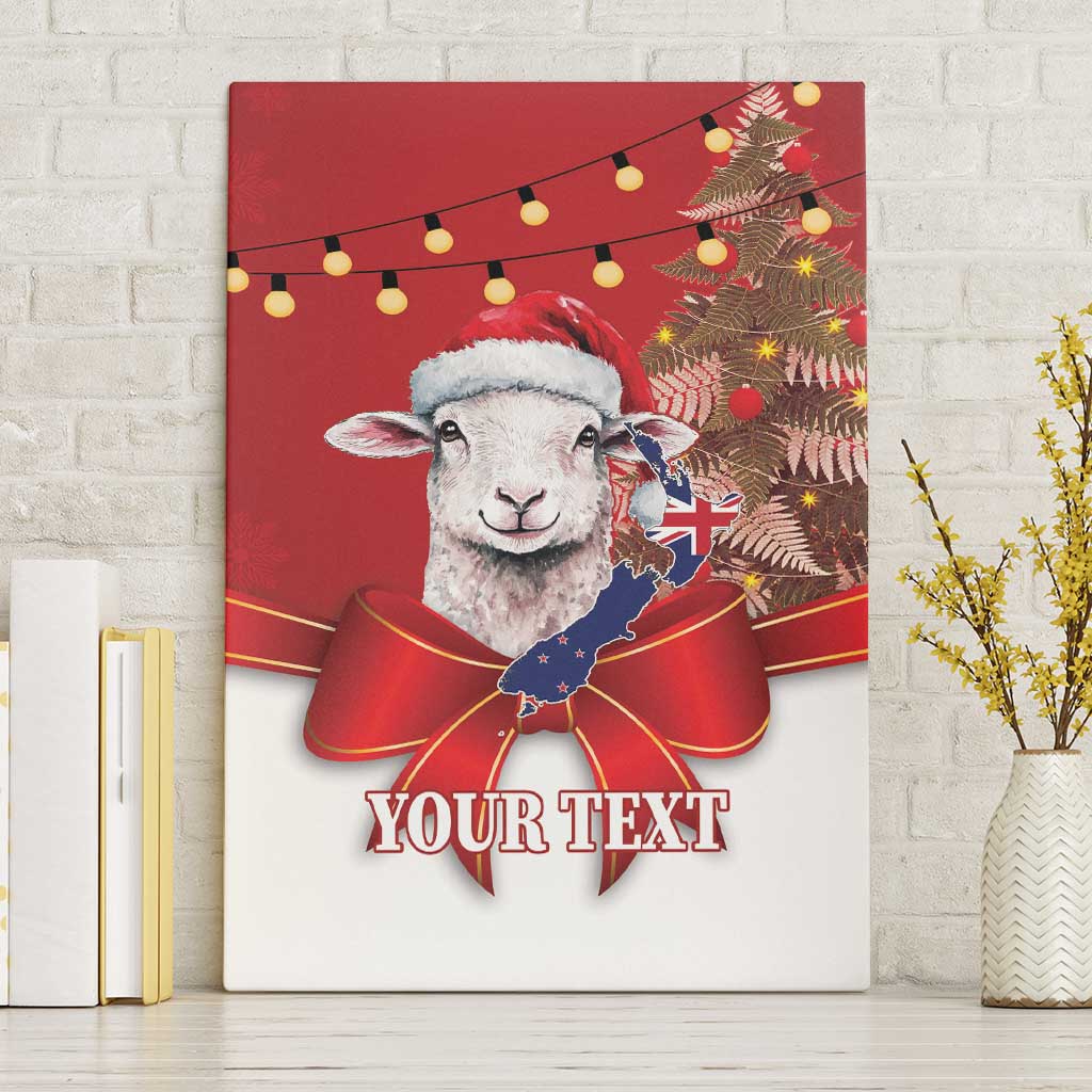 Personalized New Zealand Sheep Christmas Canvas Wall Art Hipi Meri Kirihimete Silver Fern Xmas Tree - Polynesian Pride