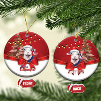 Personalized New Zealand Sheep Christmas Ceramic Ornament Hipi Meri Kirihimete Silver Fern Xmas Tree - Polynesian Pride