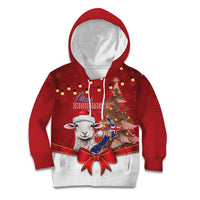 Personalized New Zealand Sheep Christmas Kid Hoodie Hipi Meri Kirihimete Silver Fern Xmas Tree - Polynesian Pride