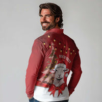 Personalized New Zealand Sheep Christmas Long Sleeve Polo Shirt Hipi Meri Kirihimete Silver Fern Xmas Tree - Polynesian Pride