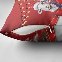 Personalized New Zealand Sheep Christmas Pillow Cover Hipi Meri Kirihimete Silver Fern Xmas Tree - Polynesian Pride