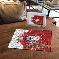 Personalized New Zealand Sheep Christmas Puzzle Hipi Meri Kirihimete Silver Fern Xmas Tree - Polynesian Pride