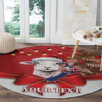 Personalized New Zealand Sheep Christmas Round Carpet Hipi Meri Kirihimete Silver Fern Xmas Tree - Polynesian Pride