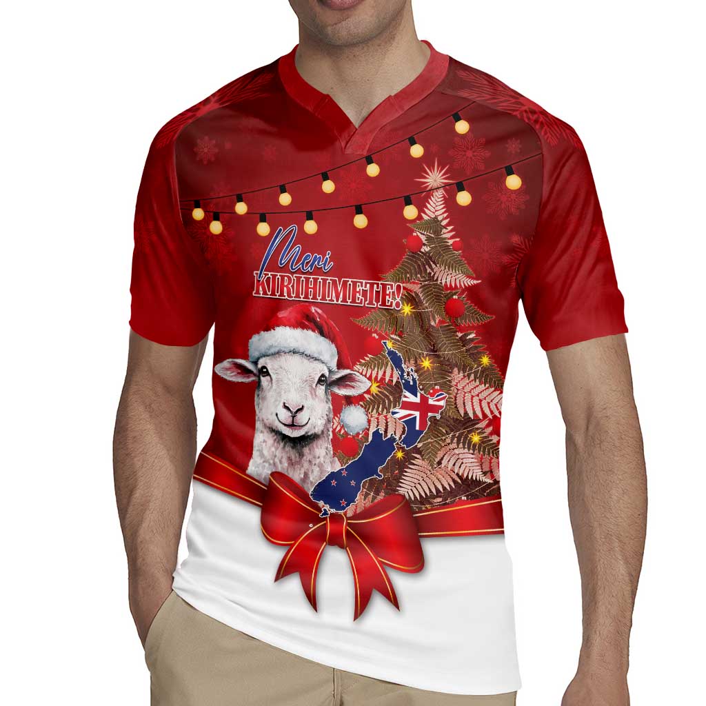 Personalized New Zealand Sheep Christmas Rugby Jersey Hipi Meri Kirihimete Silver Fern Xmas Tree - Polynesian Pride