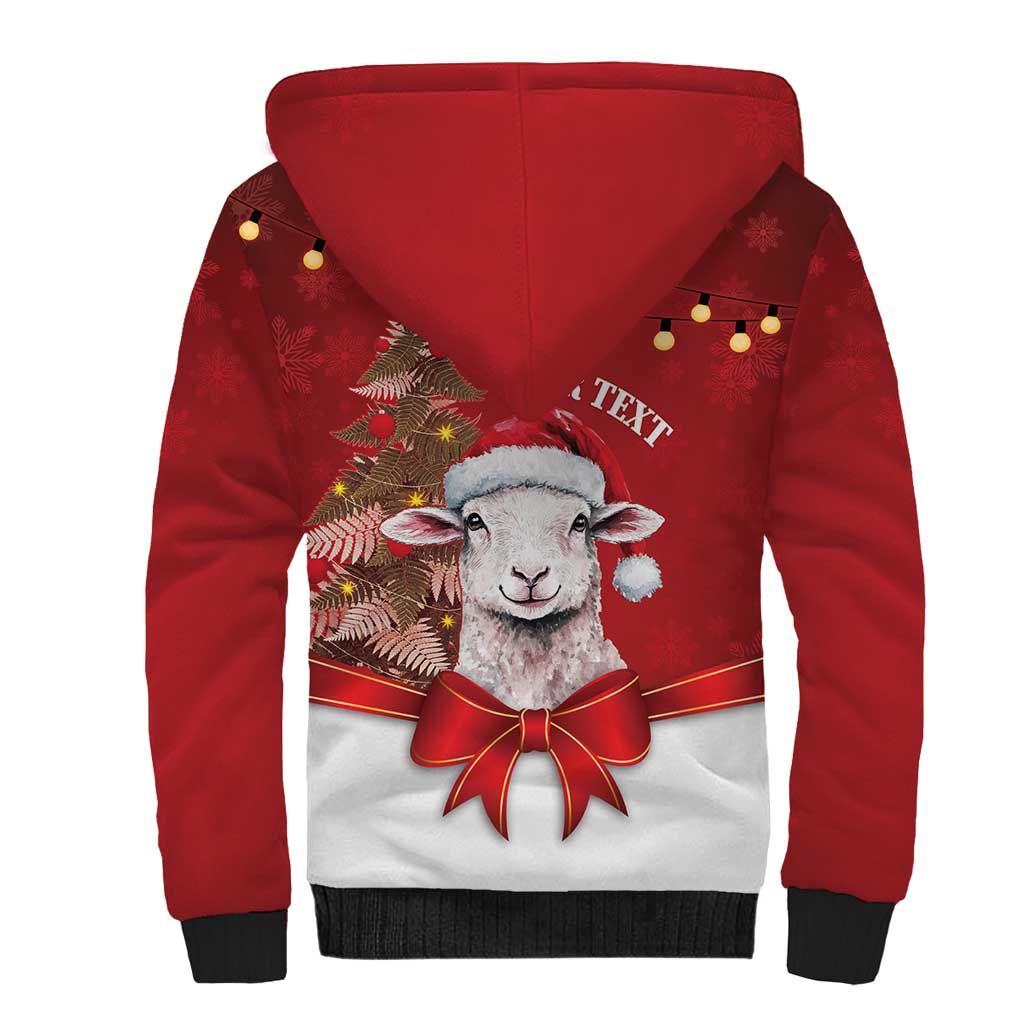 Personalized New Zealand Sheep Christmas Sherpa Hoodie Hipi Meri Kirihimete Silver Fern Xmas Tree - Polynesian Pride