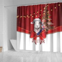 Personalized New Zealand Sheep Christmas Shower Curtain Hipi Meri Kirihimete Silver Fern Xmas Tree - Polynesian Pride
