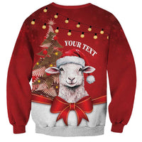 Personalized New Zealand Sheep Christmas Sweatshirt Hipi Meri Kirihimete Silver Fern Xmas Tree - Polynesian Pride
