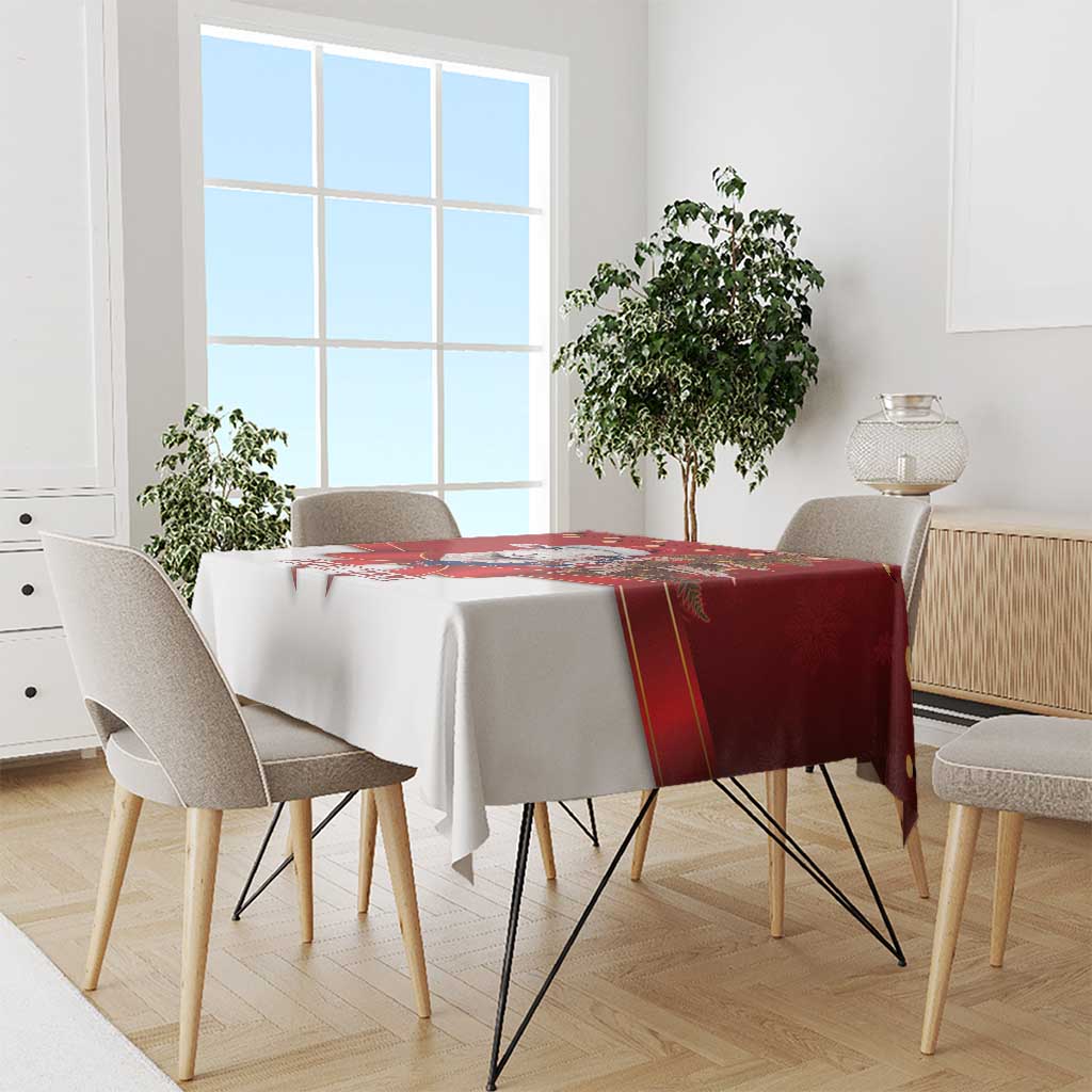 Personalized New Zealand Sheep Christmas Tablecloth Hipi Meri Kirihimete Silver Fern Xmas Tree - Polynesian Pride