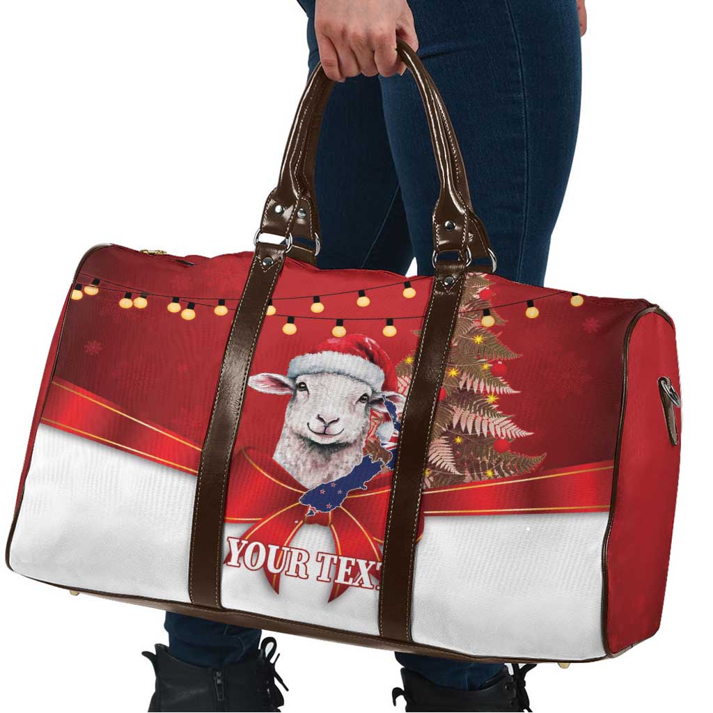 Personalized New Zealand Sheep Christmas Travel Bag Hipi Meri Kirihimete Silver Fern Xmas Tree - Polynesian Pride