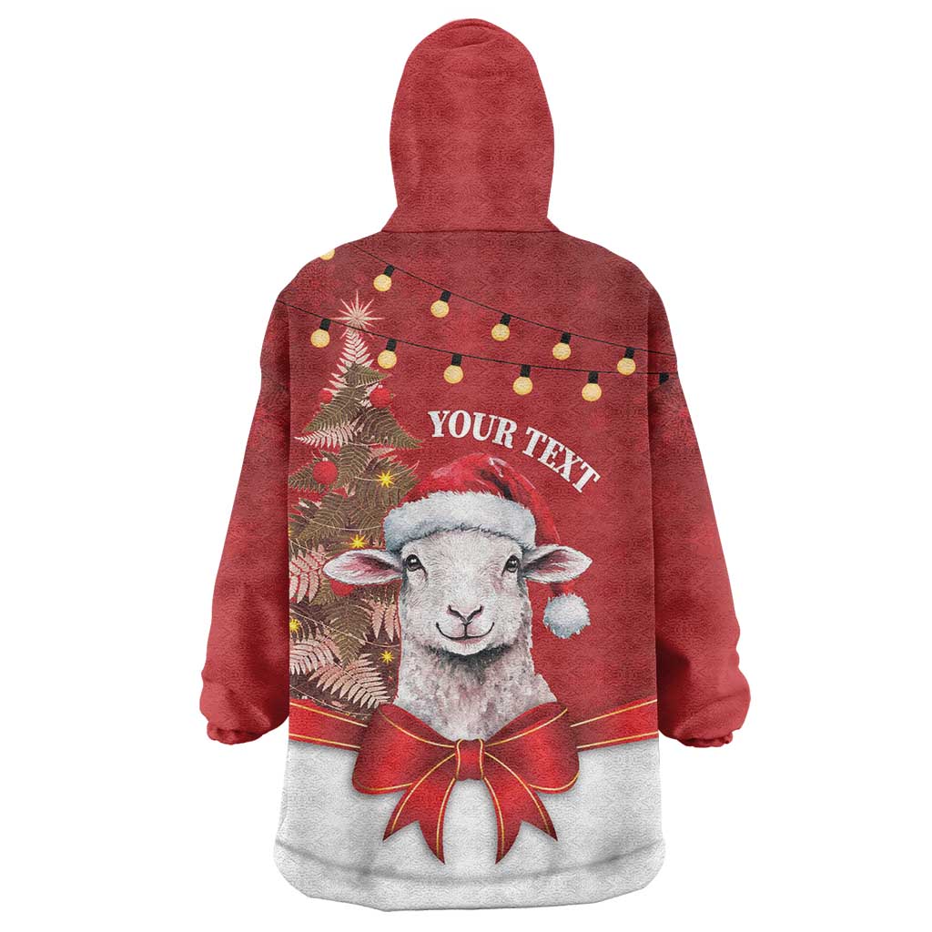 Personalized New Zealand Sheep Christmas Wearable Blanket Hoodie Hipi Meri Kirihimete Silver Fern Xmas Tree - Polynesian Pride