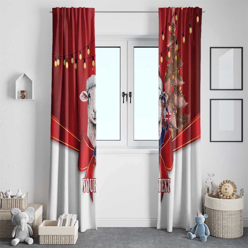 Personalized New Zealand Sheep Christmas Window Curtain Hipi Meri Kirihimete Silver Fern Xmas Tree - Polynesian Pride