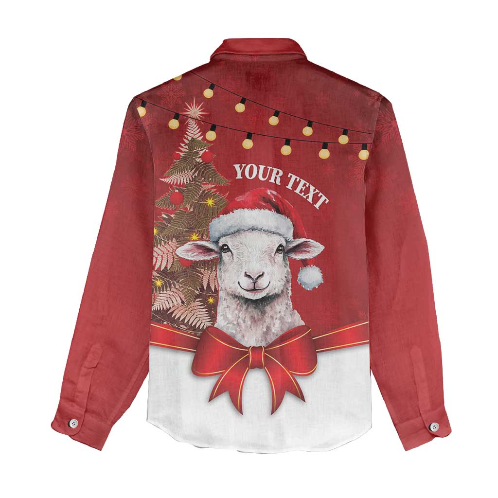 Personalized New Zealand Sheep Christmas Women Casual Shirt Hipi Meri Kirihimete Silver Fern Xmas Tree - Polynesian Pride
