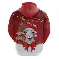 Personalized New Zealand Sheep Christmas Zip Hoodie Hipi Meri Kirihimete Silver Fern Xmas Tree - Polynesian Pride