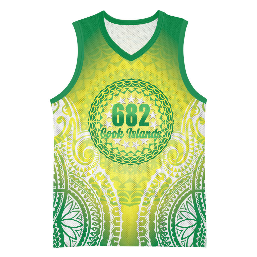 Cook Islands 682 Basketball Jersey Kuki 'Airani Area Code Proud LT14 Unisex Green - Polynesian Pride
