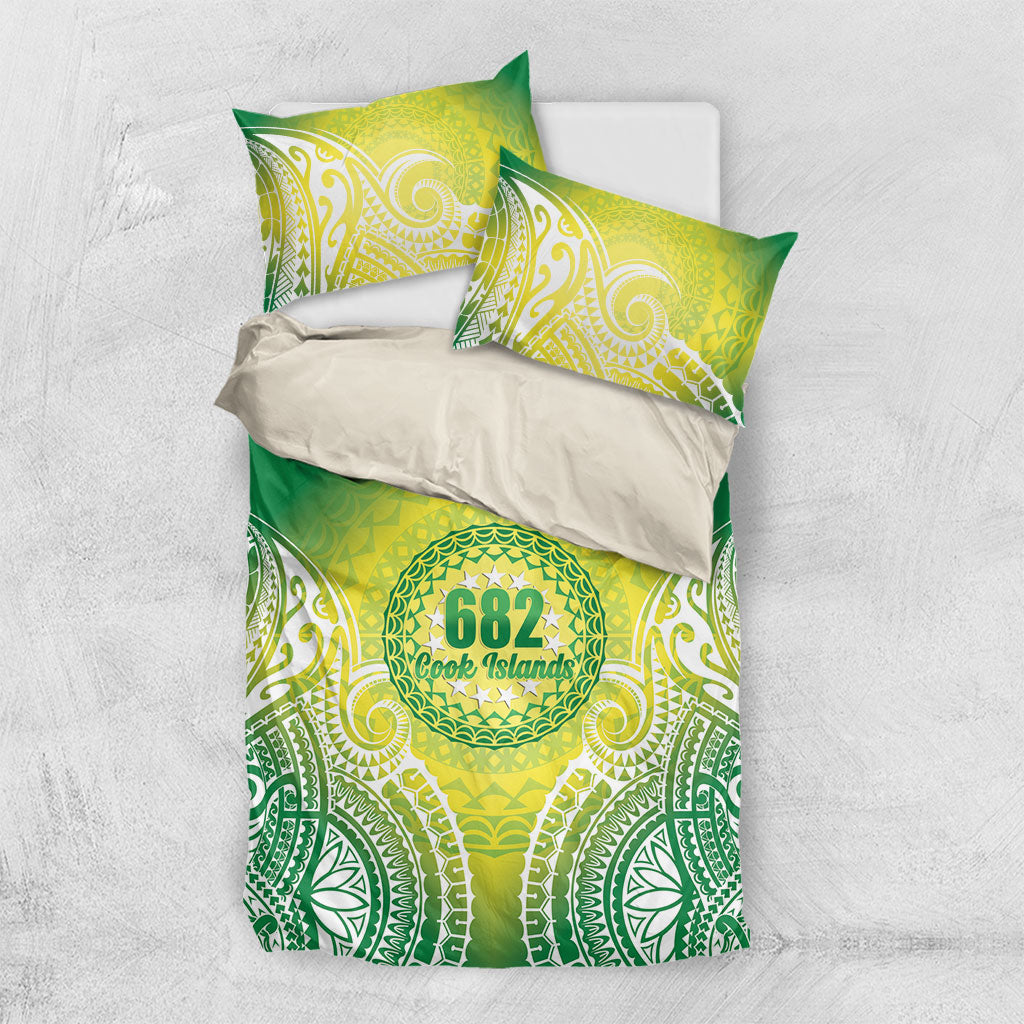 Cook Islands 682 Bedding Set Kuki 'Airani Area Code Proud LT14 US Twin 172cm x 218cm Green - Polynesian Pride