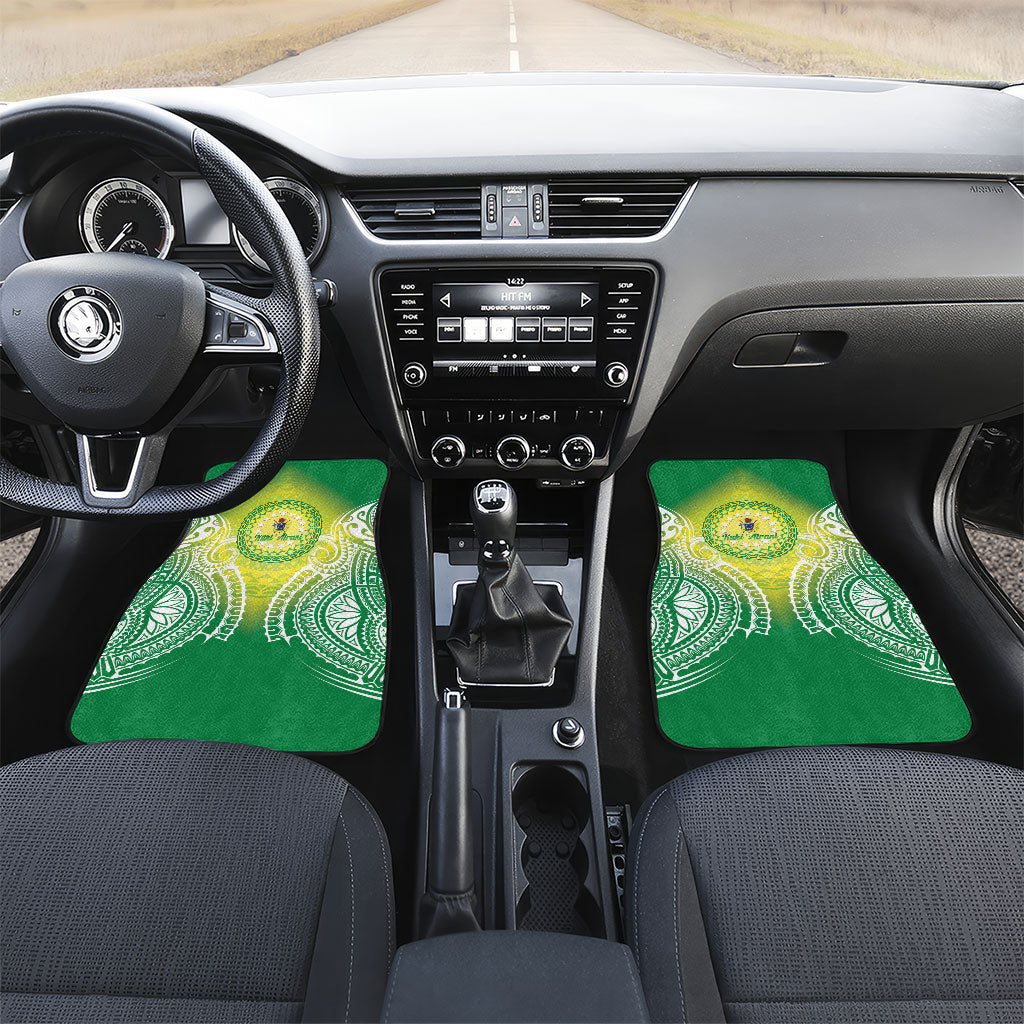 Cook Islands 682 Car Mats Kuki 'Airani Area Code Proud LT14 Set 2pcs - Front Green - Polynesian Pride