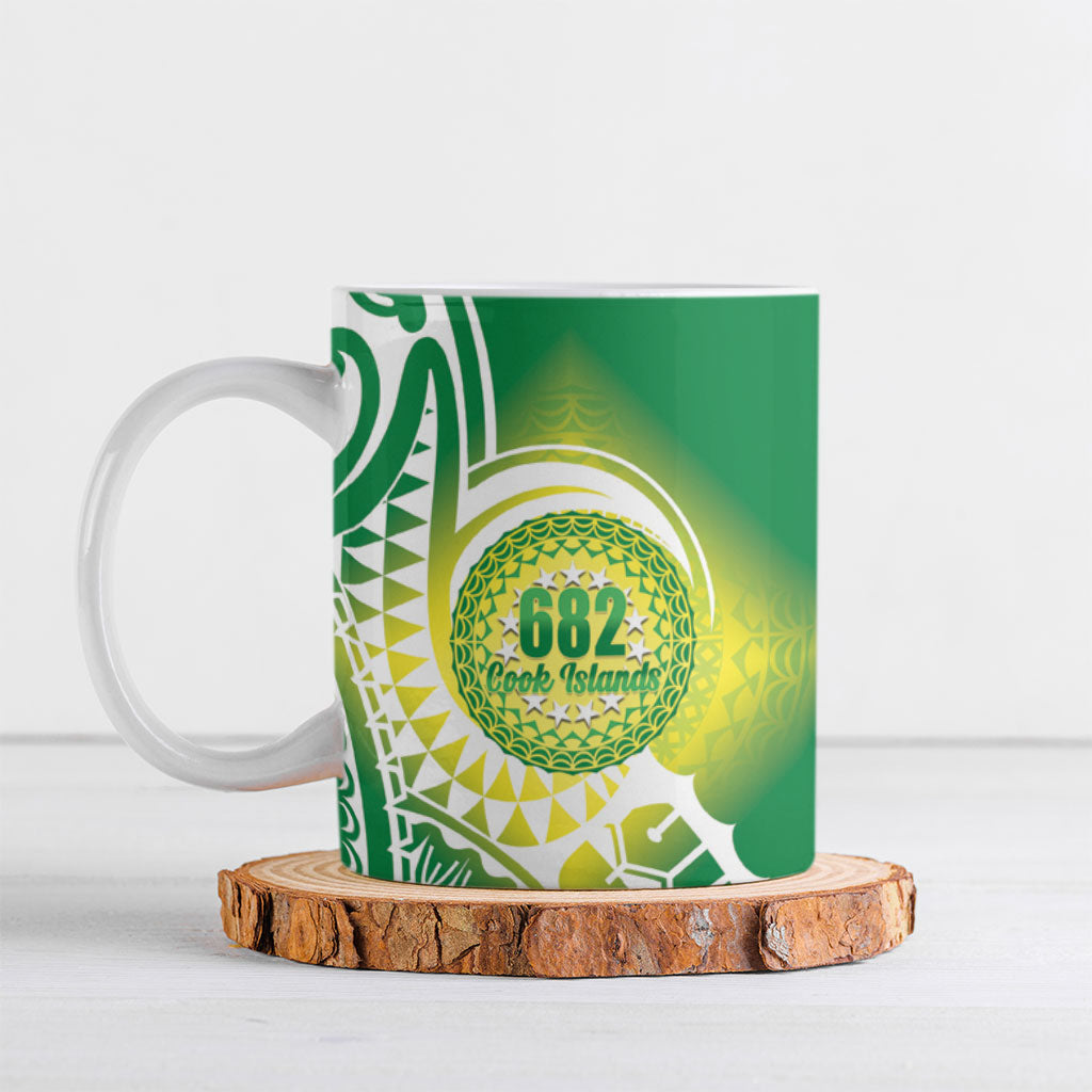 Cook Islands 682 Ceramic Mug Kuki 'Airani Area Code Proud LT14 Green - Polynesian Pride