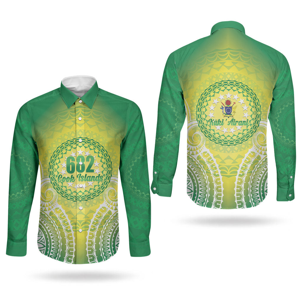 Cook Islands 682 Couples Matching Mermaid Dress and Long Sleeve Button Shirt Kuki 'Airani Area Code Proud LT14 - Polynesian Pride