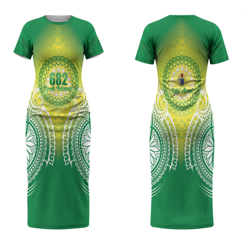 Cook Islands 682 Couples Matching Short Sleeve Bodycon Dress and Long Sleeve Button Shirt Kuki 'Airani Area Code Proud LT14 - Polynesian Pride