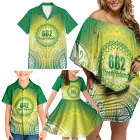 Cook Islands 682 Family Matching Off Shoulder Short Dress and Hawaiian Shirt Kuki 'Airani Area Code Proud LT14 - Polynesian Pride