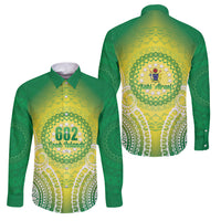 Cook Islands 682 Family Matching Puletasi and Hawaiian Shirt Kuki 'Airani Area Code Proud LT14 Dad's Shirt - Long Sleeve Green - Polynesian Pride