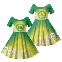 Cook Islands 682 Family Matching Summer Maxi Dress and Hawaiian Shirt Kuki 'Airani Area Code Proud LT14 Daughter's Dress Green - Polynesian Pride