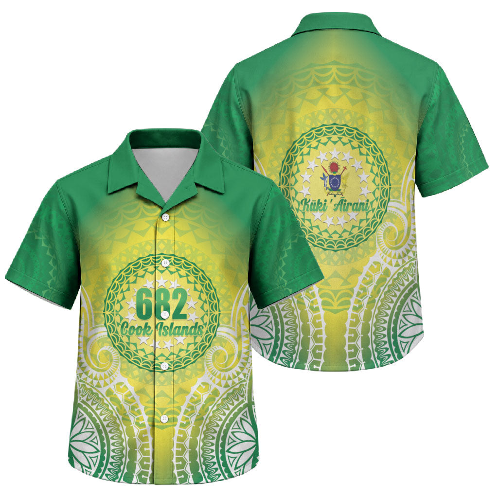 Cook Islands 682 Family Matching Summer Maxi Dress and Hawaiian Shirt Kuki 'Airani Area Code Proud LT14 Son's Shirt Green - Polynesian Pride
