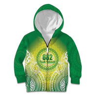 Cook Islands 682 Kid Hoodie Kuki 'Airani Area Code Proud LT14 Zip Hoodie Green - Polynesian Pride