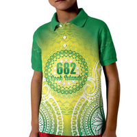 Cook Islands 682 Kid Polo Shirt Kuki 'Airani Area Code Proud LT14 Kid Green - Polynesian Pride