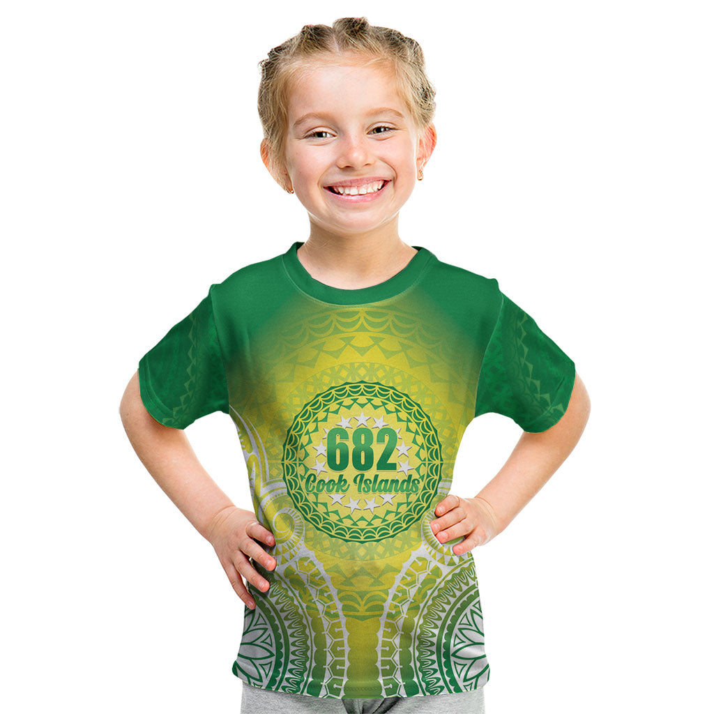 Cook Islands 682 Kid T Shirt Kuki 'Airani Area Code Proud LT14 Green - Polynesian Pride