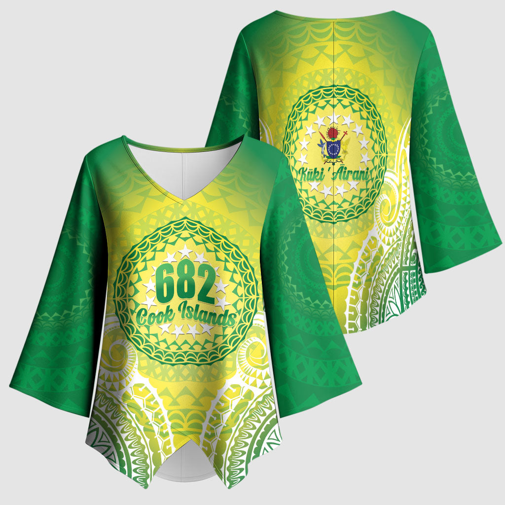 Cook Islands 682 Kimono Sleeve Blouse Kuki 'Airani Area Code Proud LT14 - Polynesian Pride