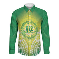 Cook Islands 682 Long Sleeve Button Shirt Kuki 'Airani Area Code Proud LT14 Unisex Green - Polynesian Pride