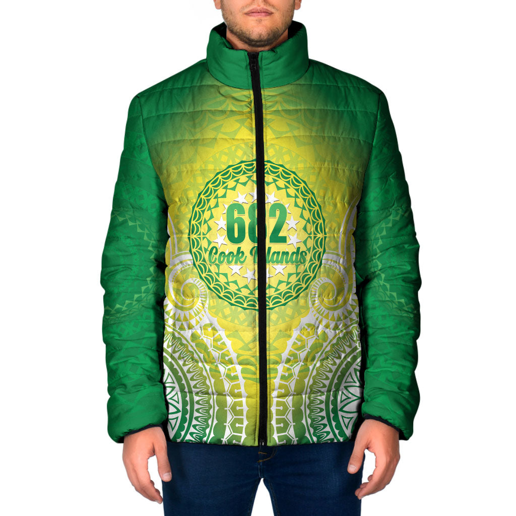 Cook Islands 682 Padded Jacket Kuki 'Airani Area Code Proud LT14 Men Green - Polynesian Pride