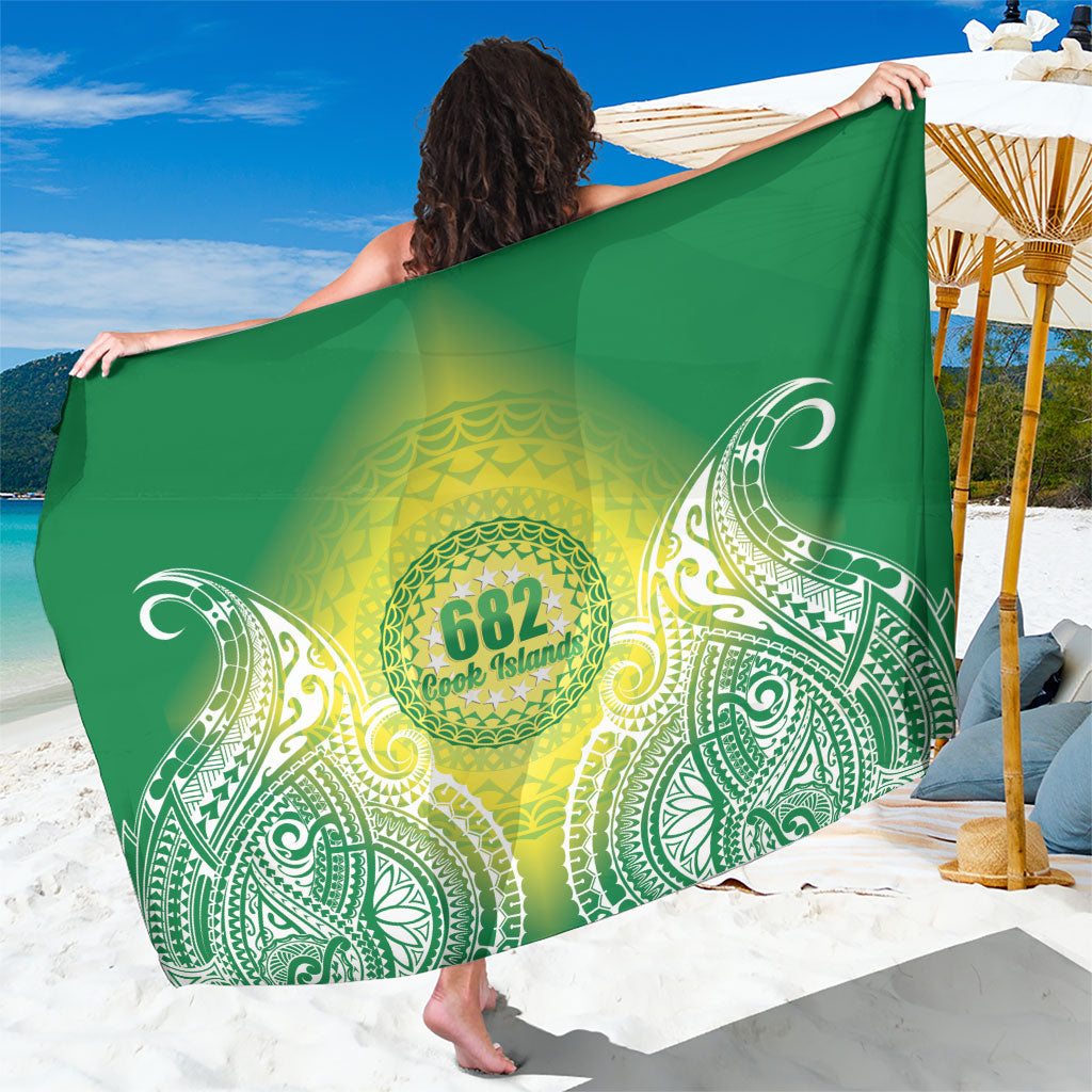 Cook Islands 682 Sarong Kuki 'Airani Area Code Proud LT14 One Size 44 x 66 inches Green - Polynesian Pride