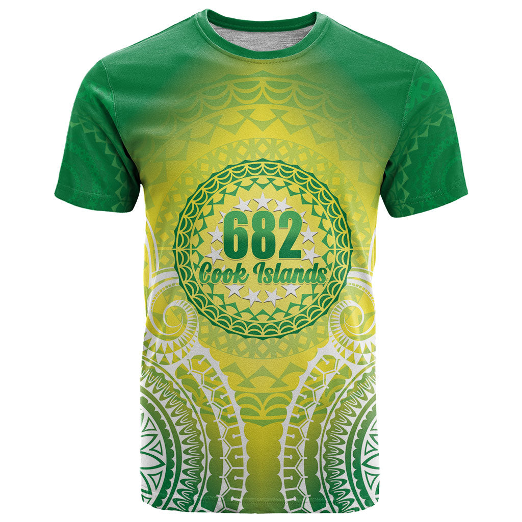 Cook Islands 682 T Shirt Kuki 'Airani Area Code Proud LT14 Green - Polynesian Pride